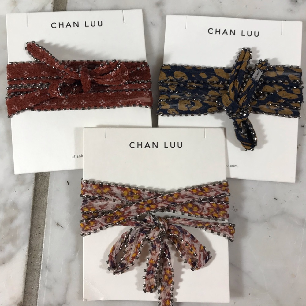 Lot of 3! Chan Luu beaded chiffon neckties